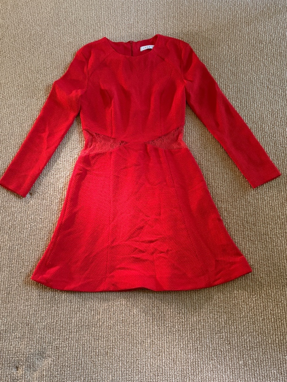 Women's Sandro Rayke Red Lace Cutout Dress, Size 1 NWT